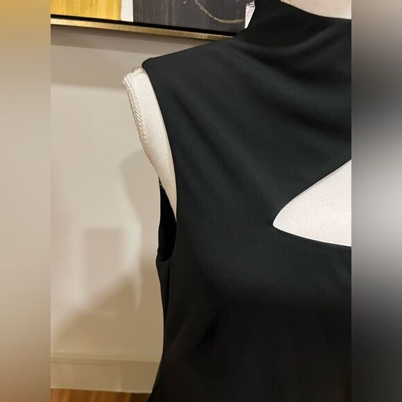 Lauren Ralph Lauren black one shoulder mock turtleneck dress, size 14 - Picture 3 of 11